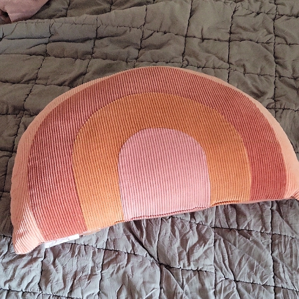 Pink and Orange Rainbow Pillow